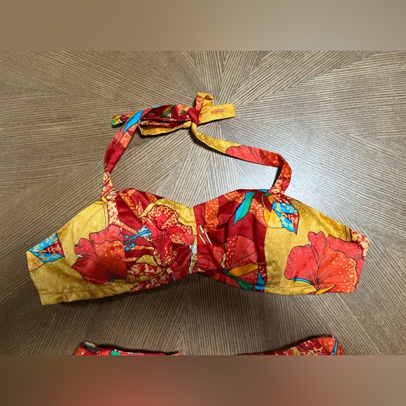 VINTAGE NWT 1960’s Swimsuit Paradise Hawaii Bikini Red Tropical Print - Picture 6 of 13